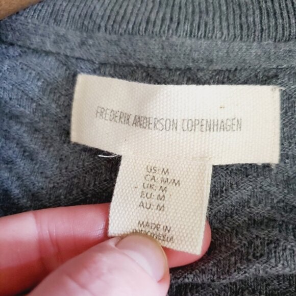 Frederik Anderson Copenhagen Golf Cotton Mens Quarter Zip Grey Pullover Sweater - Picture 4 of 8